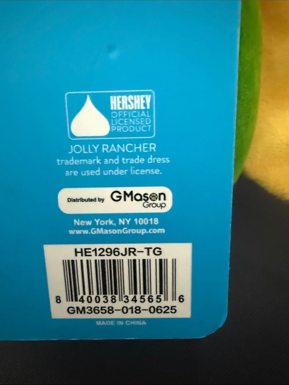 Jolly rancher plush dog toy, squeaker inside